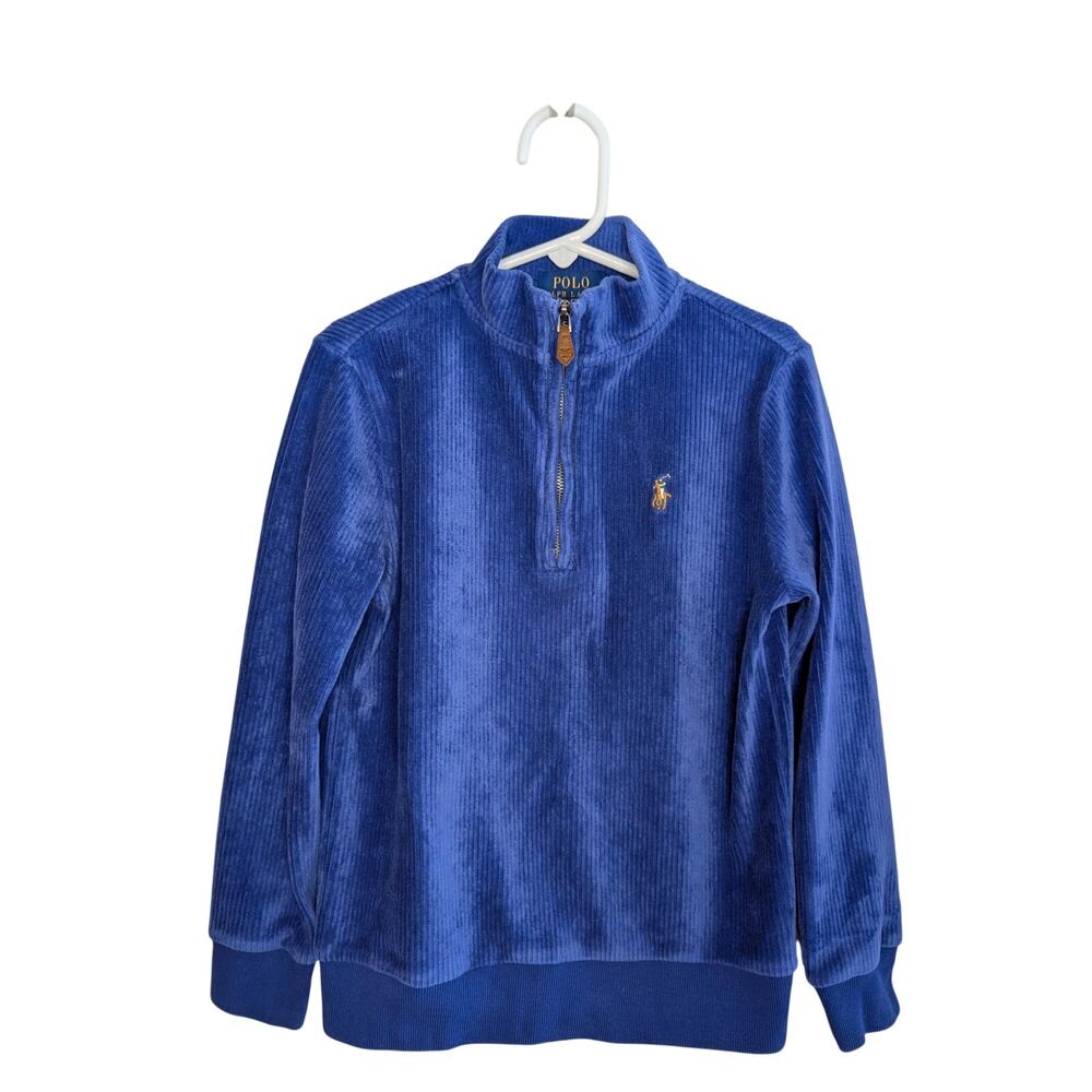 Polo Ralph Lauren Boys Tops, Half Zip Mockneck Velour-Like Sweater, Sz 6